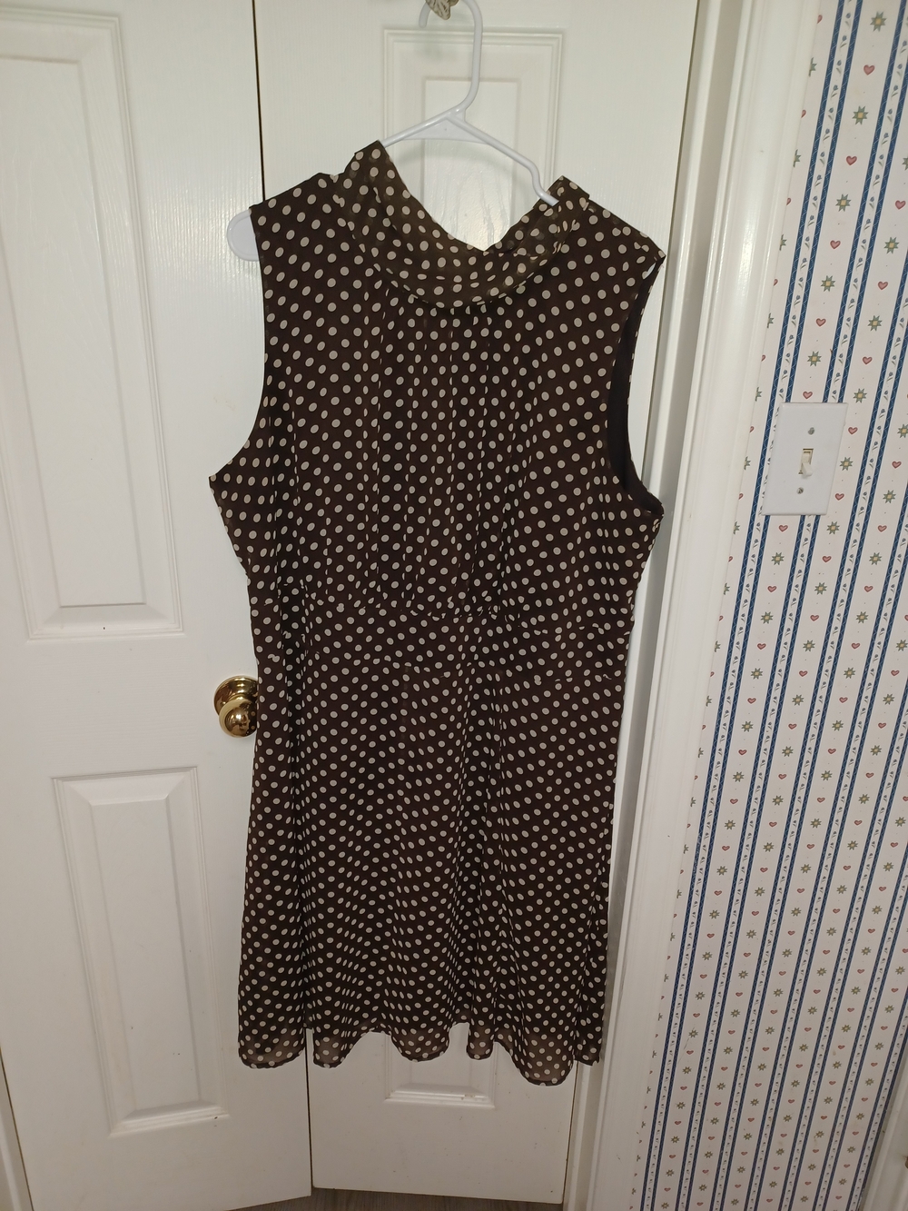 Voir Voir Brown Dress with Cream Polka Dots